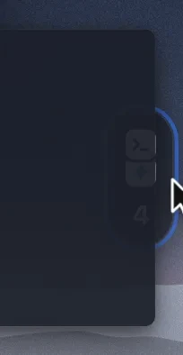 The side status tab at the right edge, then the shelf expanded